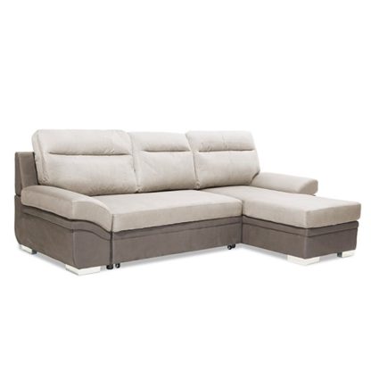 An Image of Jessica Linen Fabric 2 Seater Chaise Sofa In Grey