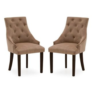 An Image of Vanille Velvet Dining Chair In Cedar With Wenge Legs In A Pair