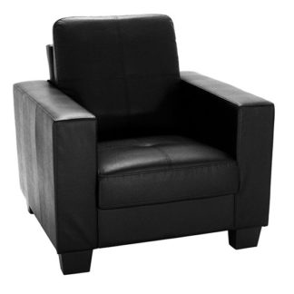An Image of Lena Leather And PVC Bonded 1 Seater Sofa In Black