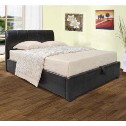 faea82652b8b99493d0406b84854e3523bfd28e28d73f47e95d32df29d82832e.jpg An Image of Savona Faux Leather Storage King Size Bed In Black