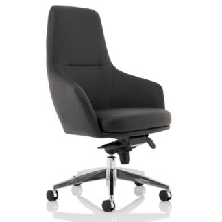 An Image of Fenton Leather Medium Back Office Chair In Black