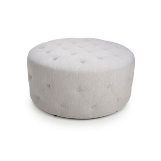 An Image of Siena Large Round Flax Effect Pouffe In Grey Weave