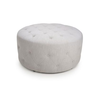 fb02064d6e83bf627f7cc02e33c9e0de3567987a3d2845798a1213728b8395f6.jpg An Image of Siena Large Round Flax Effect Pouffe In Grey Weave