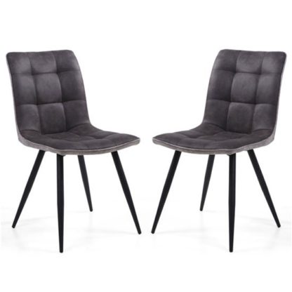 fb3a0f551f34186a504d988335dd2ac104cae9f6ec6c7d19291f7c1a68a8e6d0.jpg An Image of Rodeo Dark Grey Suede Effect Dining Chair In A Pair