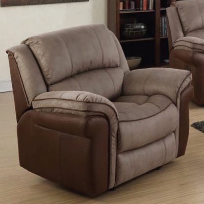 An Image of Lerna Fusion Lounge Chaise Armchair In Taupe And Tan