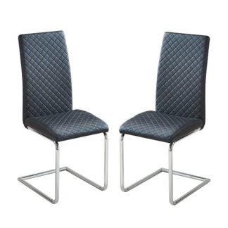 An Image of Ronn Dining Chair In Black Faux Leather In A Pair