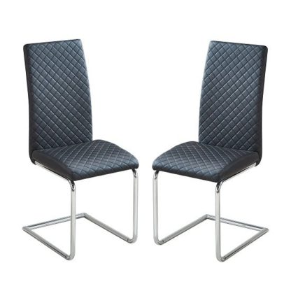 An Image of Ronn Dining Chair In Black Faux Leather In A Pair