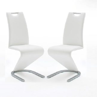 An Image of Amado Z Dining Chair In White Faux Leather in A Pair