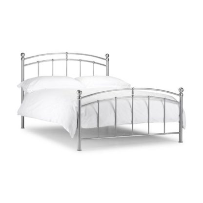 An Image of Chanties Metal King Size Bed In Bright Aluminium Finish