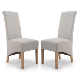 An Image of Krista Cappuccino Herringbone Plain Dining Chair In A Pair