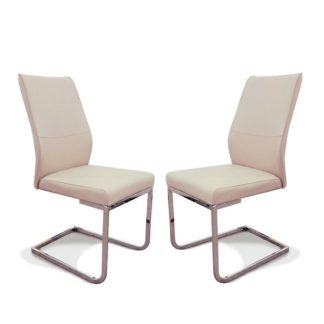 An Image of Presto Dining Chair In Taupe Faux Leather In A Pair