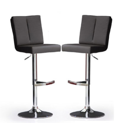 An Image of Bruni Bar Stools In Black Faux Leather in A Pair