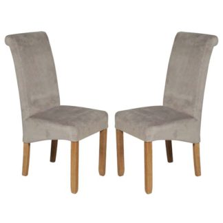 An Image of Sika Grey Velvet Dining Chair In Pair