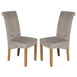 An Image of Sika Grey Velvet Dining Chair In Pair