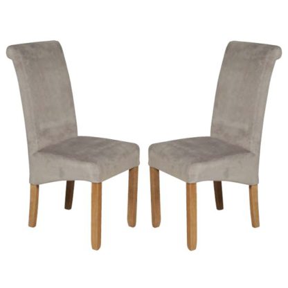 An Image of Sika Grey Velvet Dining Chair In Pair