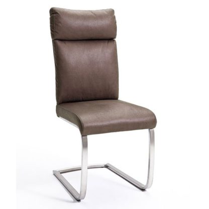 An Image of Rabea Fabric Dining Chair In Brown