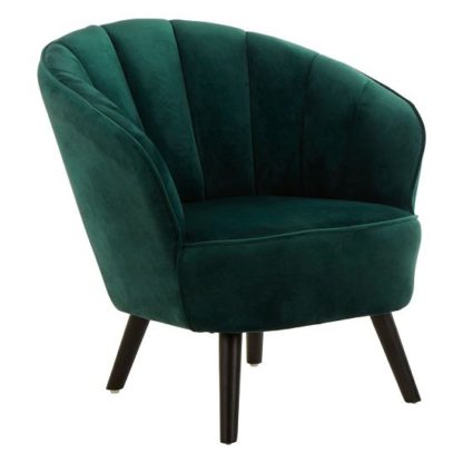 An Image of Barnard Tub Style Velvet Upholstered Bedroom Chair In Green