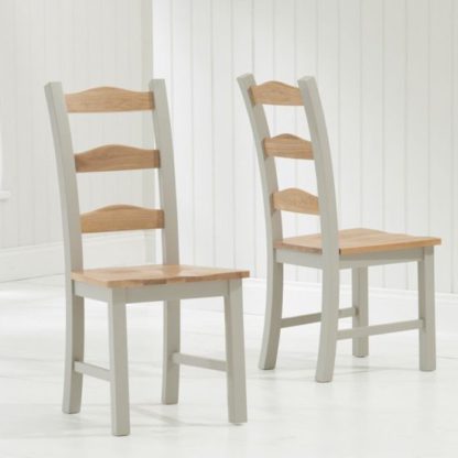 An Image of Schedar Oak And Grey Dining Chairs In Pair