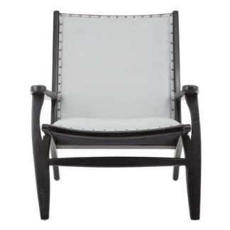 An Image of Formosa Teak Wood Chair With Grey Leather