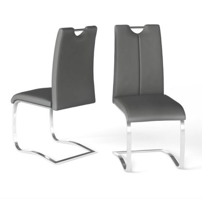 An Image of Gabi Grey Faux Leather Dining Chair In A Pair