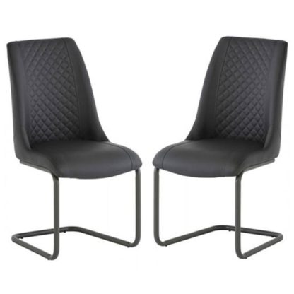 fd5ffe3be929dcfd78035597e40f0481cce5d79ef55ce515203ae0e5157de56c.jpg An Image of Ravello Grey PU Leather Dining Chair In A Pair
