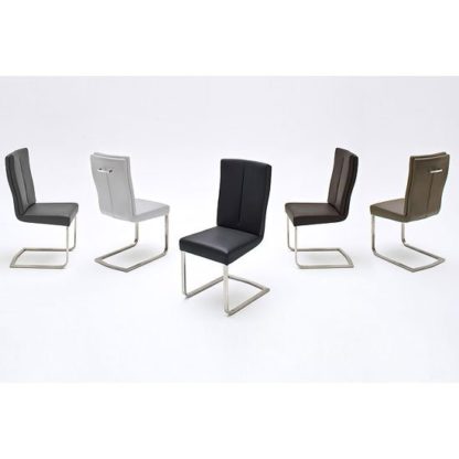 fdca2629a330b1d930203c1fddc0641225f88c8e2c6bd4bac9f0122ed2bc51eb.jpg An Image of Luna Metal Swinging Dining Chair In Black Faux Leather