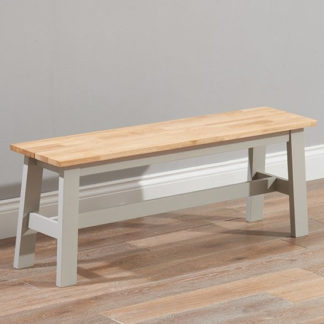 An Image of Antlia Wooden Large Dining Bench In Oak And Grey
