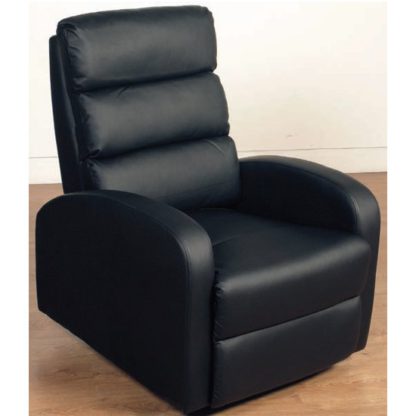 An Image of Livorno Faux Leather Recliner Chair In Black