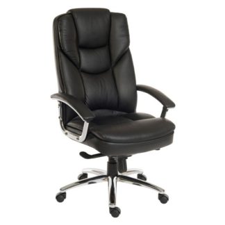 An Image of Skyline Luxury Italian Leather Faced Chair Black