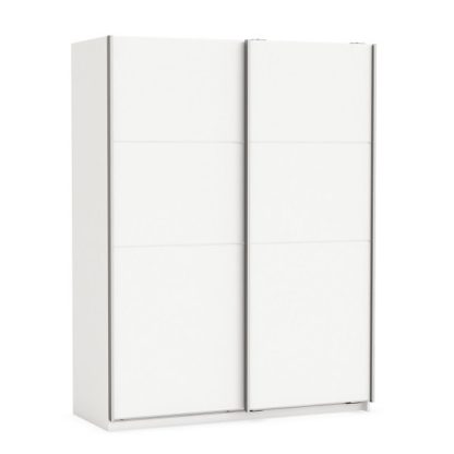 An Image of Rossett Wooden Wardrobe Large In Pearl White And Linen
