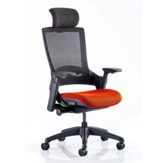 An Image of Molet Black Back Headrest Office Chair With Tabasco Red Seat