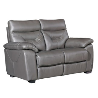 An Image of Tiana Contemporary Faux Leather Fixed 2 Seater Sofa In Grey