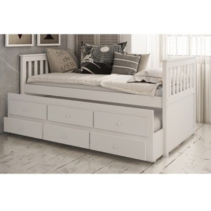 ff7322675ae510d6145f697ce2817e7e9dd52c4ee238200263c2b15b4c9b210c.jpg An Image of Ryegate Wooden Pull Out Trundle Day Bed In White Finish