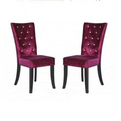 An Image of Belfast Dining Chair In Crushed Purple Velvet in A Pair