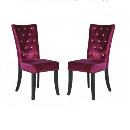 ffe41595b0df0092d5b42cbd3debde8d05dfaf6c14f8449c06af87caea2ae4ff.jpg An Image of Belfast Dining Chair In Crushed Purple Velvet in A Pair