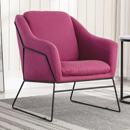 An Image of Karl Fabric Upholstered Accent Chair In Woven Berry