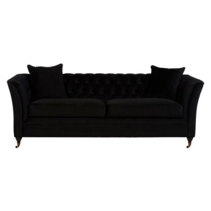 An Image of Dartford Modern Fabric 3 Seater Sofa In Onyx