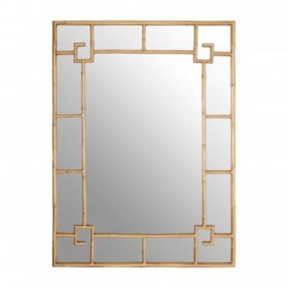 An Image of Zaria Rectangular Panelled Wall Bedroom Mirror In Gold Frame