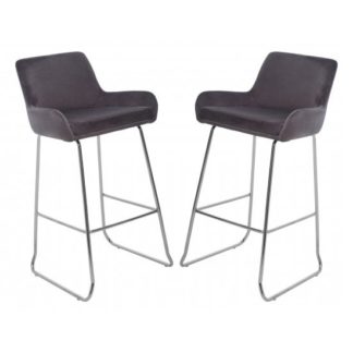 An Image of Tamzo Mink Velvet Upholstered Bar Chair With Low Arms In Pair