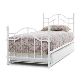 An Image of Paris Metal Single Bed With Guest Bed In White Gloss