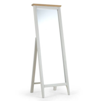 An Image of Brandy Cheval Mirror In Off White And Oak Frame