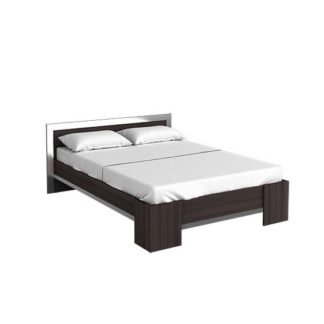 An Image of Dolce Wooden Double Bed In Grey and Vulcano Oak