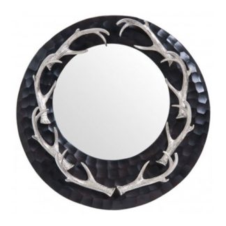 An Image of Antlers Striking Design Wall Bedroom Mirror In Black Frame