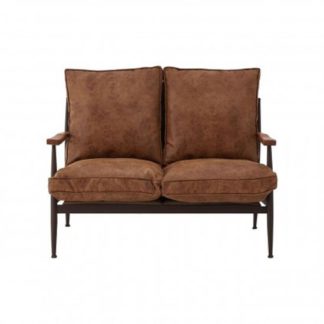 An Image of New Voundry 2 Seater Metal Sofa In Brown