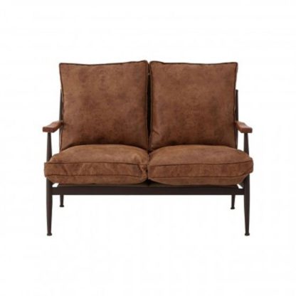 An Image of New Voundry 2 Seater Metal Sofa In Brown