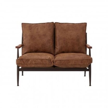 0887ddb06458405a19447356a2d7a1db6447464ca2a8bca67d2f8b45eb883535.jpg An Image of New Voundry 2 Seater Metal Sofa In Brown