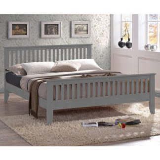 An Image of Turin Wooden Double Bed In Grey