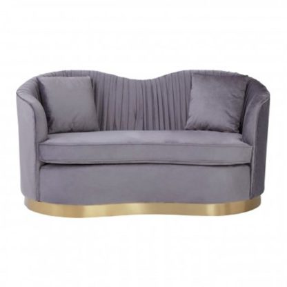 An Image of Franzo Velvet Upholstered 2 Seater Sofa In Pleated Grey
