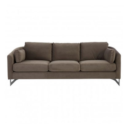 An Image of Freeda 3 Seater Velvet Sofa In Grey