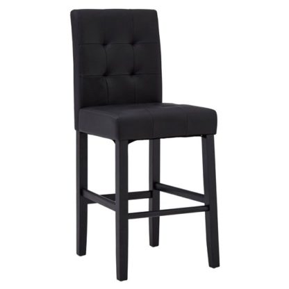 An Image of Trento Park Stitched Back Faux Leather Bar Chair In Black